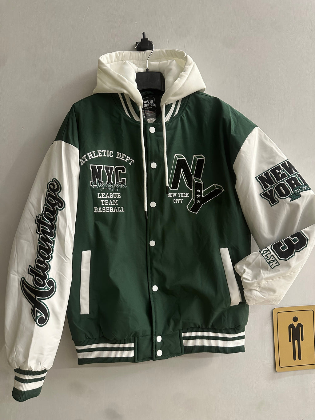 Bomber College con Cappuccio Staccabile e Stampe Baseball