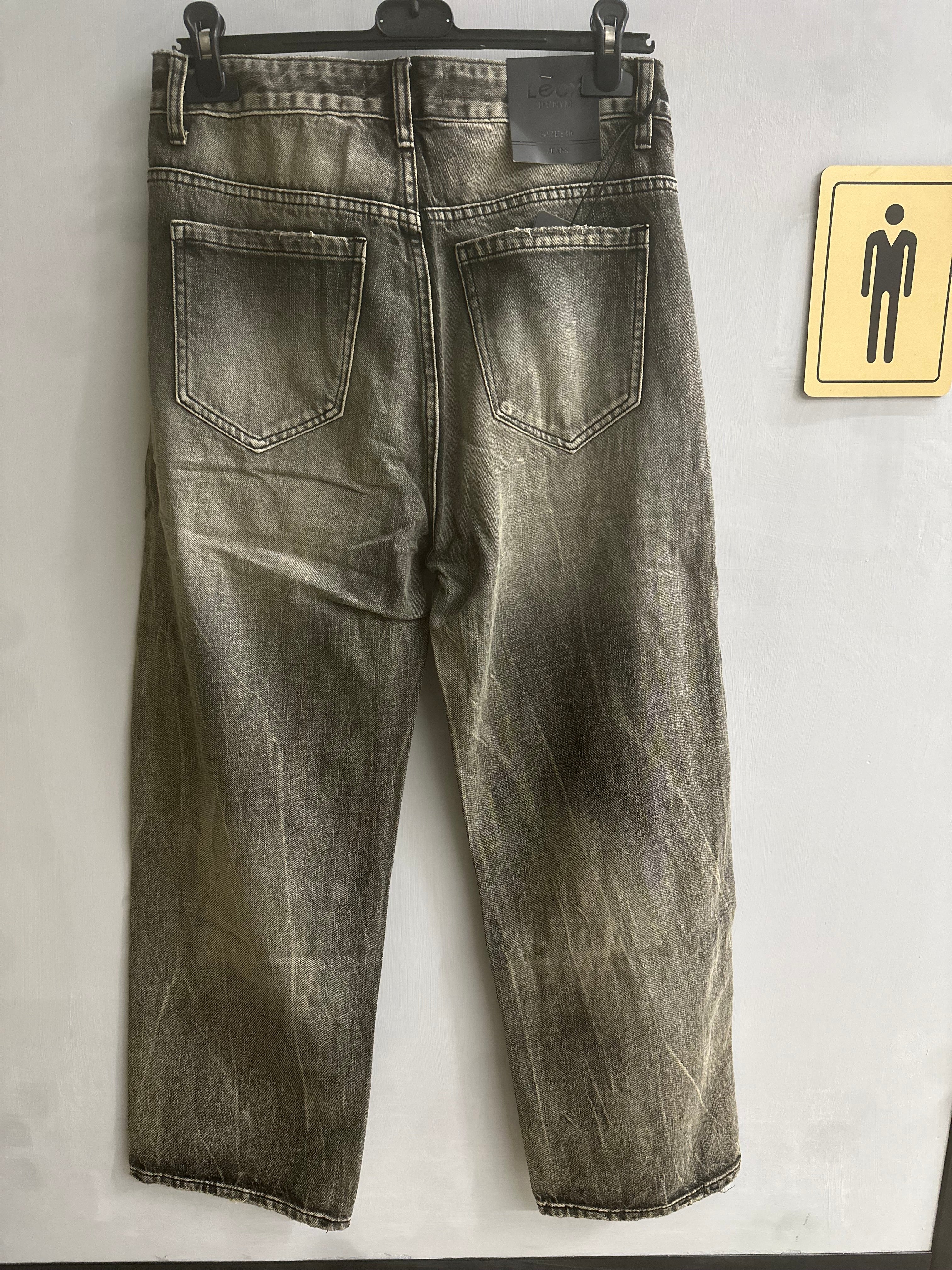Jeans Larghi Loose Fit Grigio-Marrone (Dirty Wash) - Stile Vintage