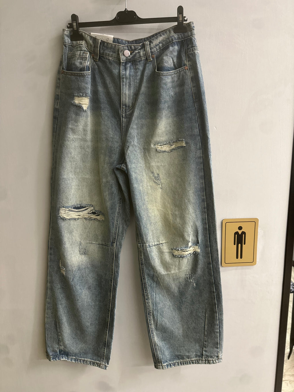 Jeans Baggy "Cloud" Distressed con Strappi – Lavaggio Vintage Chiaro