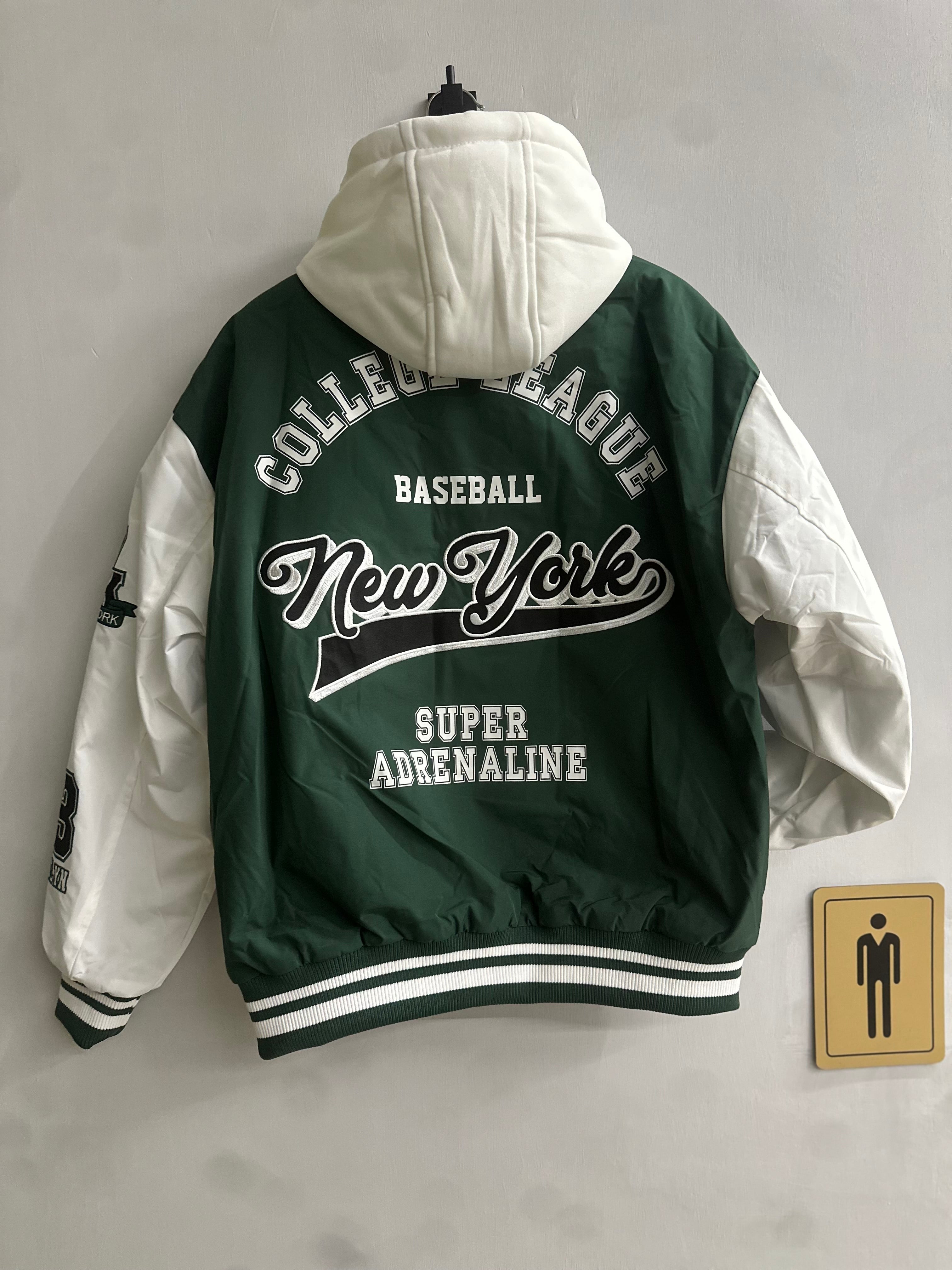 Bomber College con Cappuccio Staccabile e Stampe Baseball