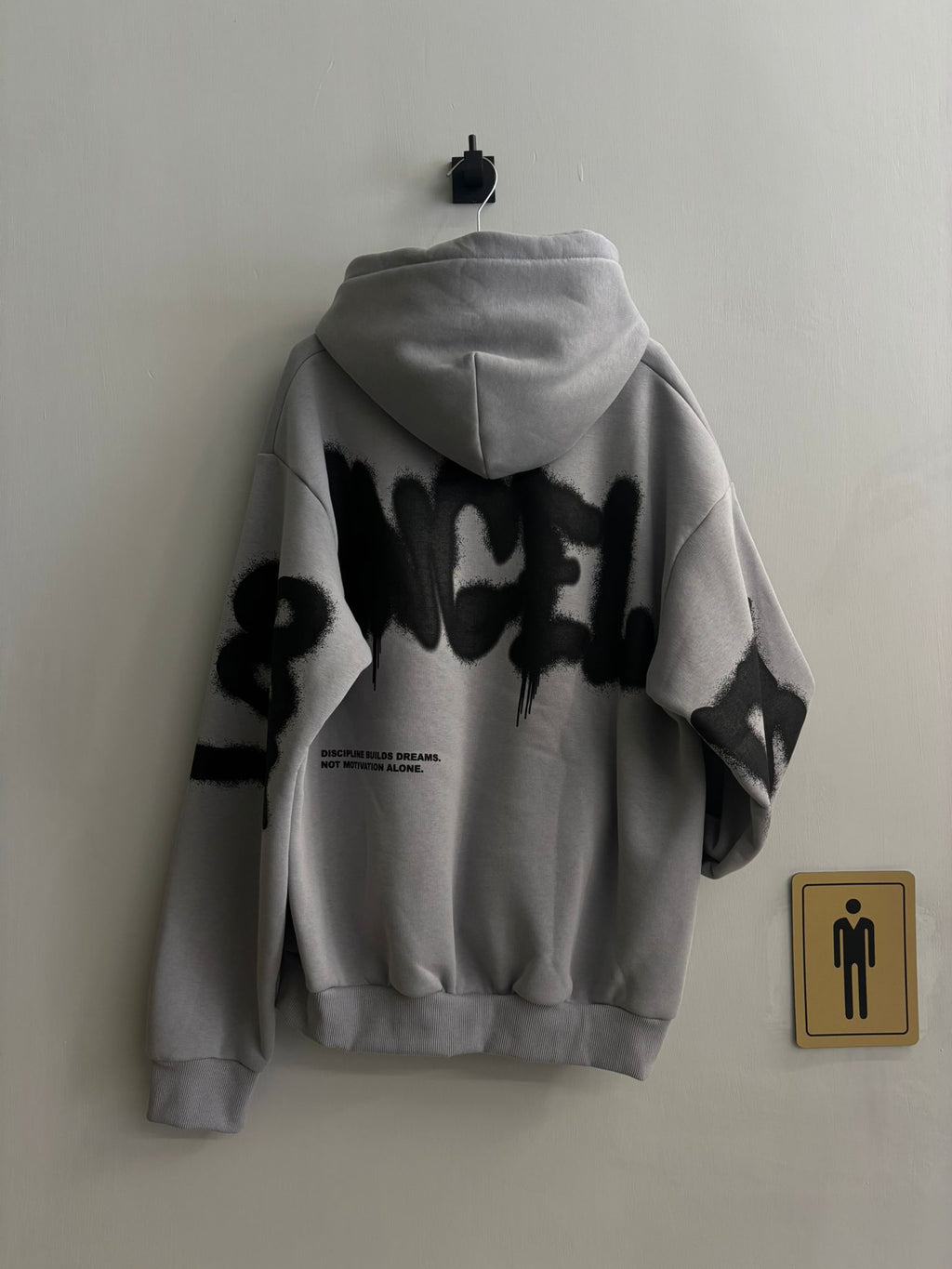 Felpa Oversize Grigia "Discipline Builds Dreams"